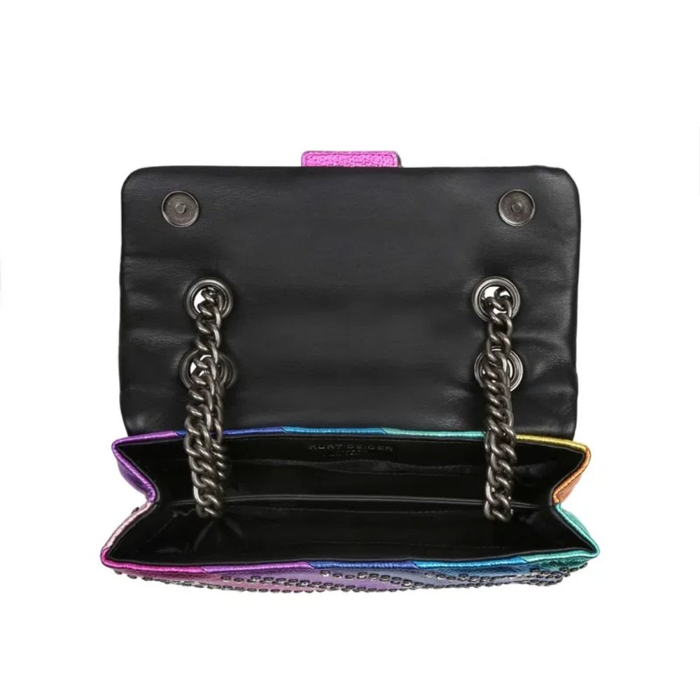 Kurt Geiger Metallic Rainbow Diagonal-Panel Shoulder Bag - Picture 4 of 8